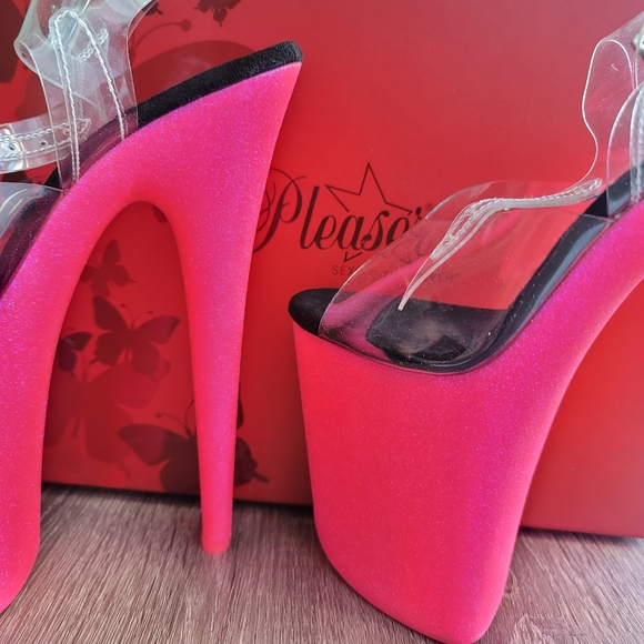 Neon Hot Pink Pleaser Heels - Picture 3 of 6